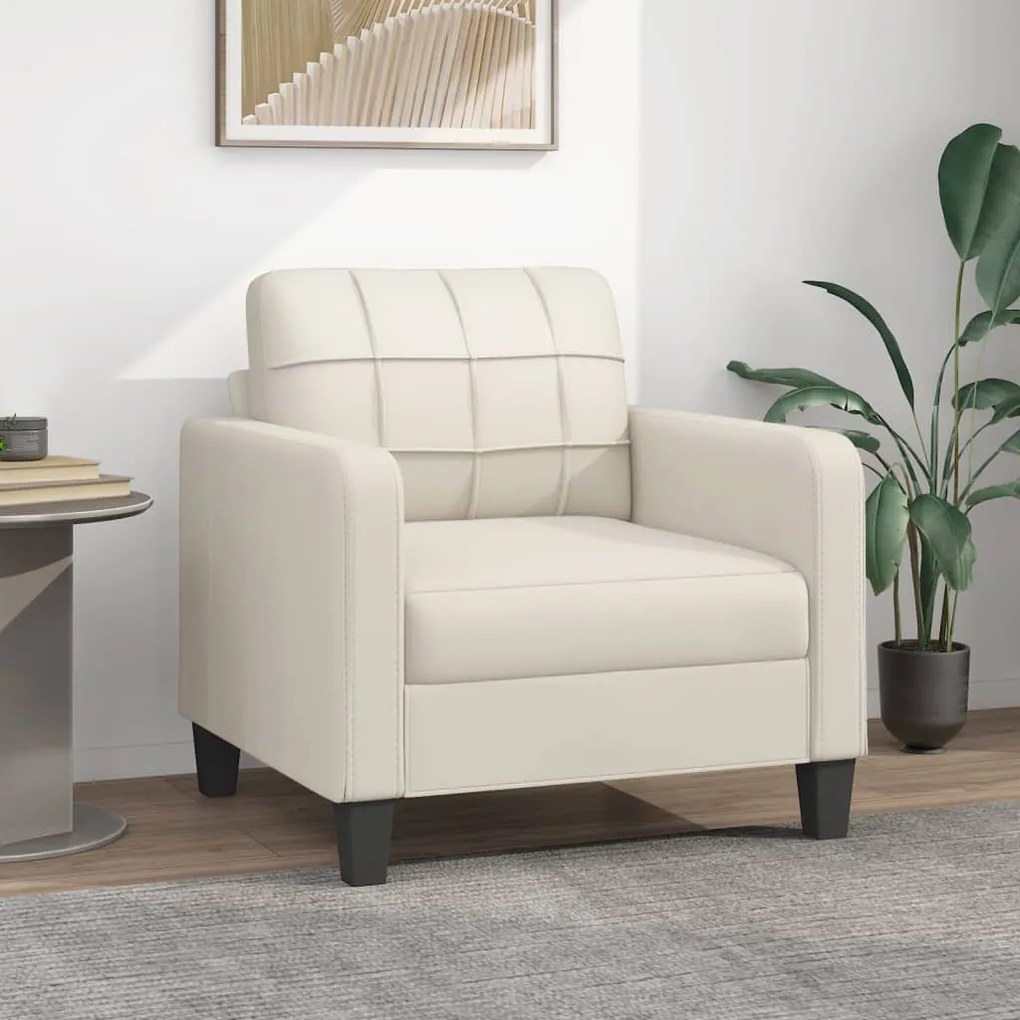 348638 vidaXL Canapea de o persoană, crem, 60 cm, piele ecologică