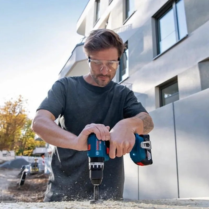 Set cheie cu impact fără fir Bosch Professional GSB 18V-45 0615A5002U, 850W, 21/45 Nm, 500-1900 rpm, 4 Ah, 3 baterii, Carcasă, Albastru