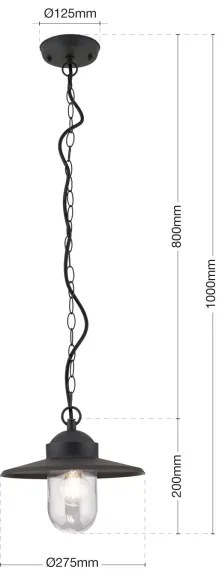 Orion AL 11-1318 - Corp de iluminat suspendat pentru exterior EDWARD, 1xE27/60W/230V, IP44, antracit