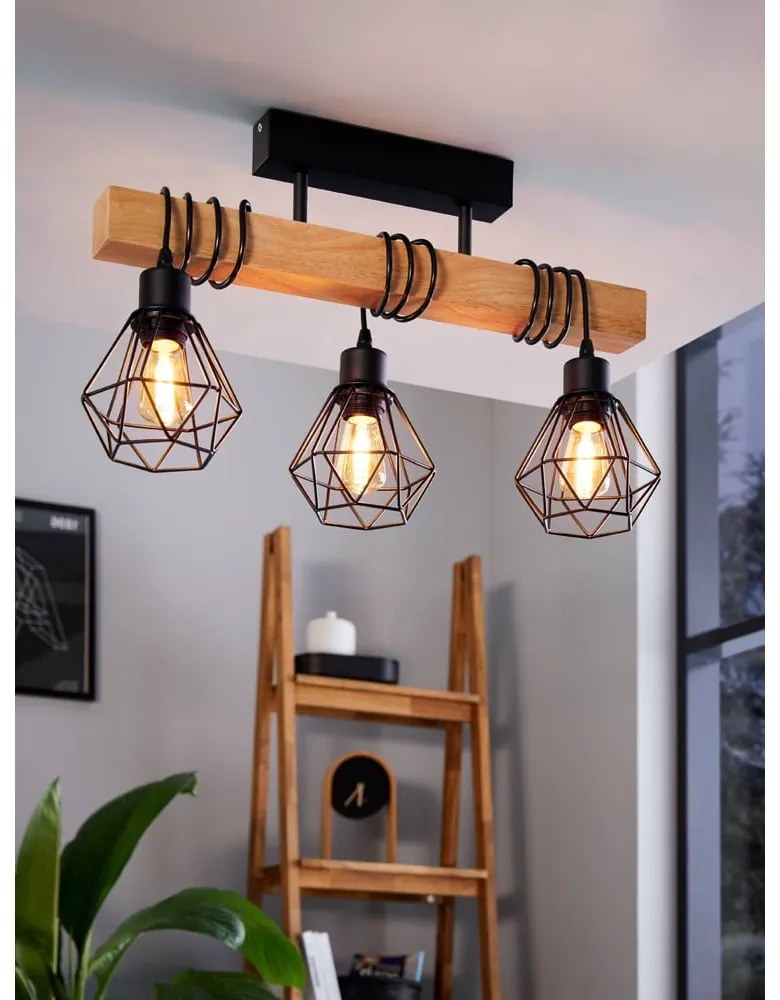 Lustră neagră/în culoare naturală TOWNSHEND 5 – EGLO