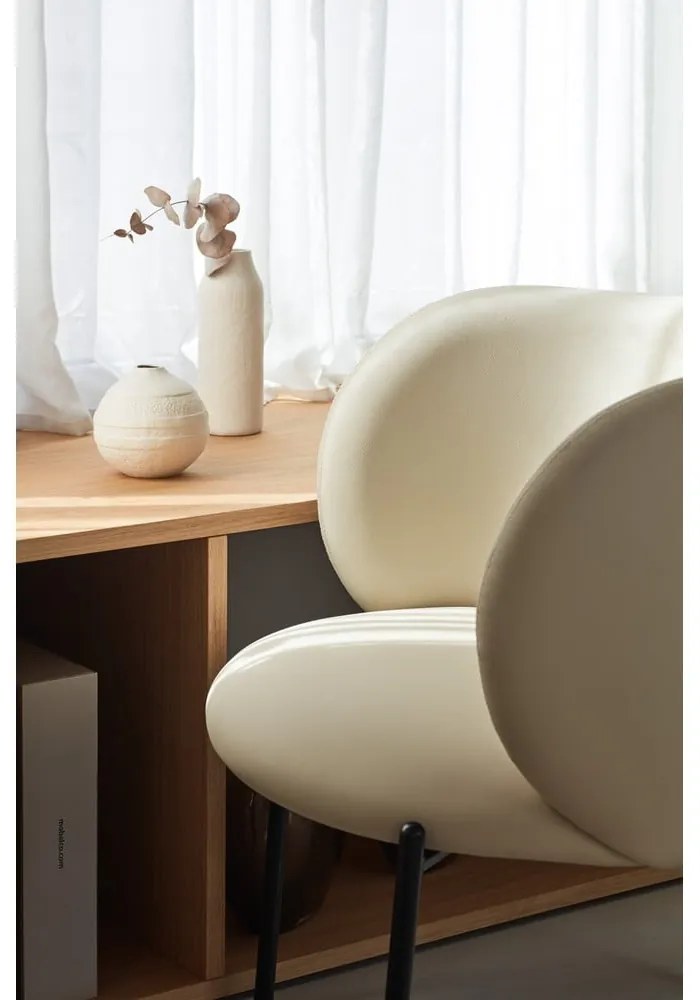 Fotoliu din imitație de piele alb Mogi - Teulat