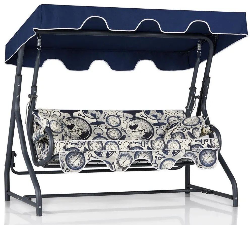 Balansoar de gradina cu 3 locuri Maramures, Albastru, 200 x 165 x 110 cm