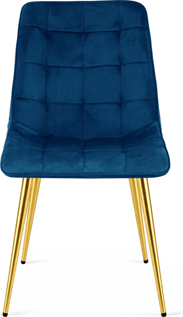 Scaun de masa SPLIT VELVET cu picioare aurii, albastru