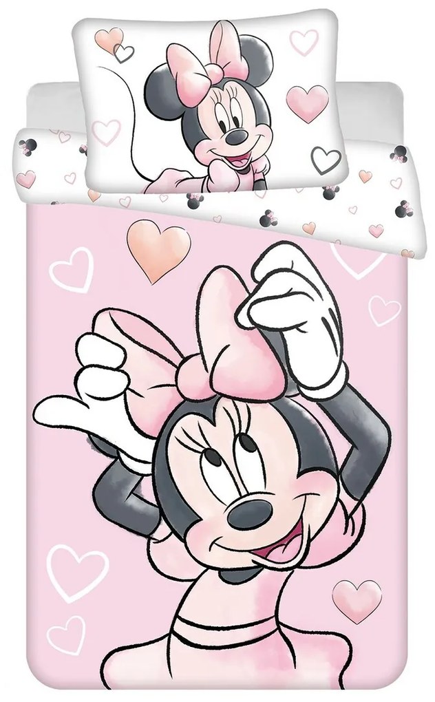 Jerry Fabrics Lenjerie de pat din bumbac pentru copii Minnie Blush Pink