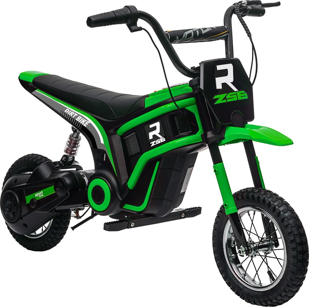 HOMCOM Motocicletă Electrică pentru Copii cu Accelerație Manuală, 2 Viteze, 8-16 km/h, Vârsta 8-12 Ani, Verde | Aosom Romania