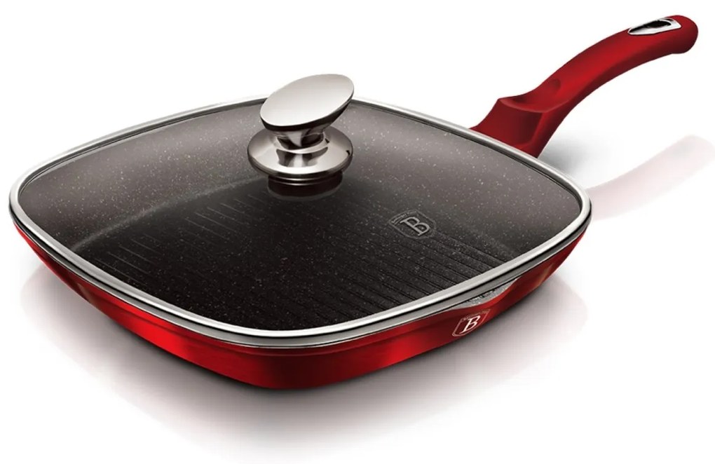RESIGILAT - Tigaie grill cu capac 28 cm Berlinger Haus Burgundy Metalic Line BH 1613N