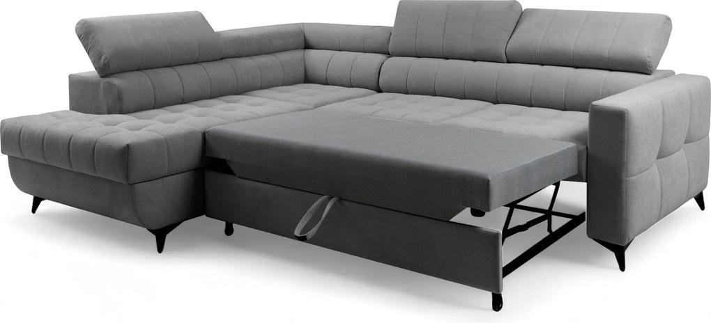 Colțar extensibil Nardo L stânga - gri pluș Pretty 17