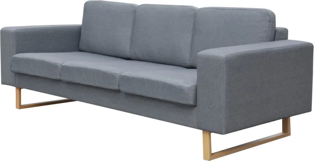 vidaXL Canapea cu 3 locuri, gri deschis, material textil