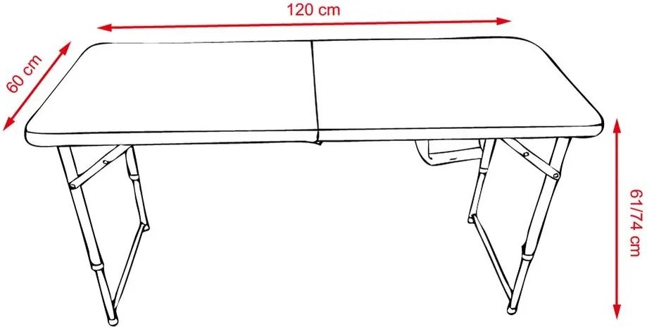 Masă pliabilă catering/camping FRANKE cu înălțime reglabilă
