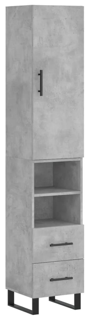 3198941 vidaXL Dulap înalt, gri beton, 34,5x34x180 cm, lemn prelucrat