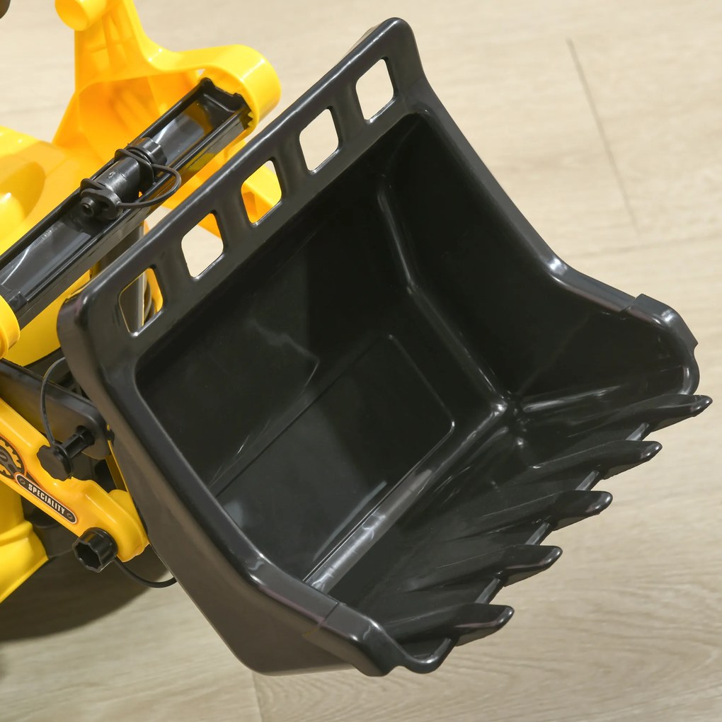 HOMCOM Excavator pentru Copii cu Cupă, Spătar și Spațiu de Depozitare Ascuns, Buldozer de Jucărie în PP și ABS, 80x26.5x39 cm, Galben și Negru | Aosom Romania
