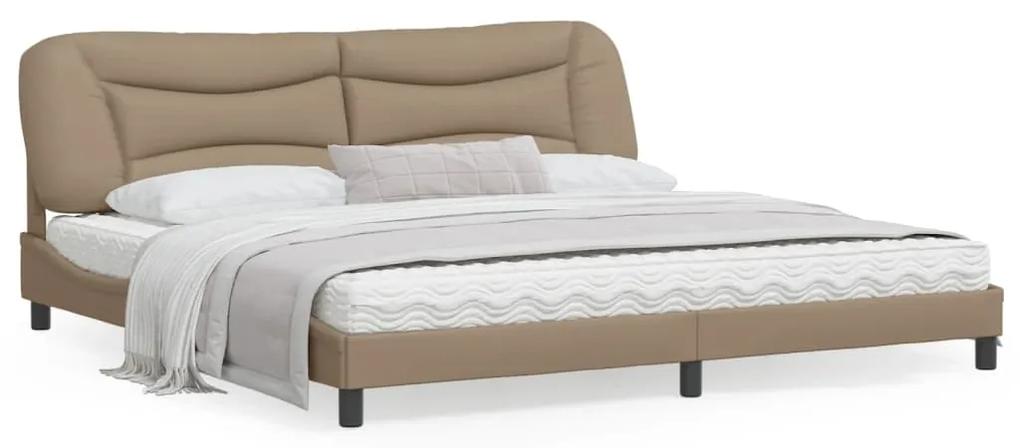 3208027 vidaXL Cadru de pat cu tăblie, cappuccino, 200x200 cm, piele ecologică
