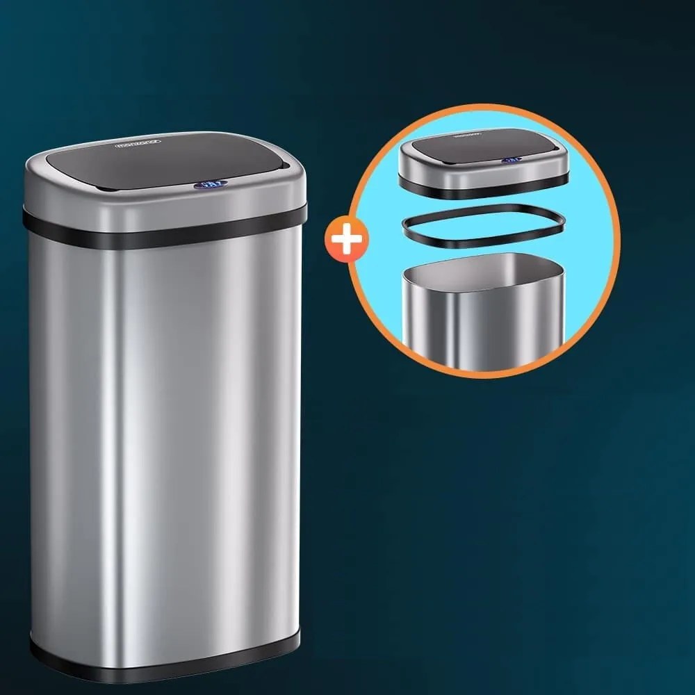 Monzana Coș de gunoi cu senzor DEUS, 58 litri, inox