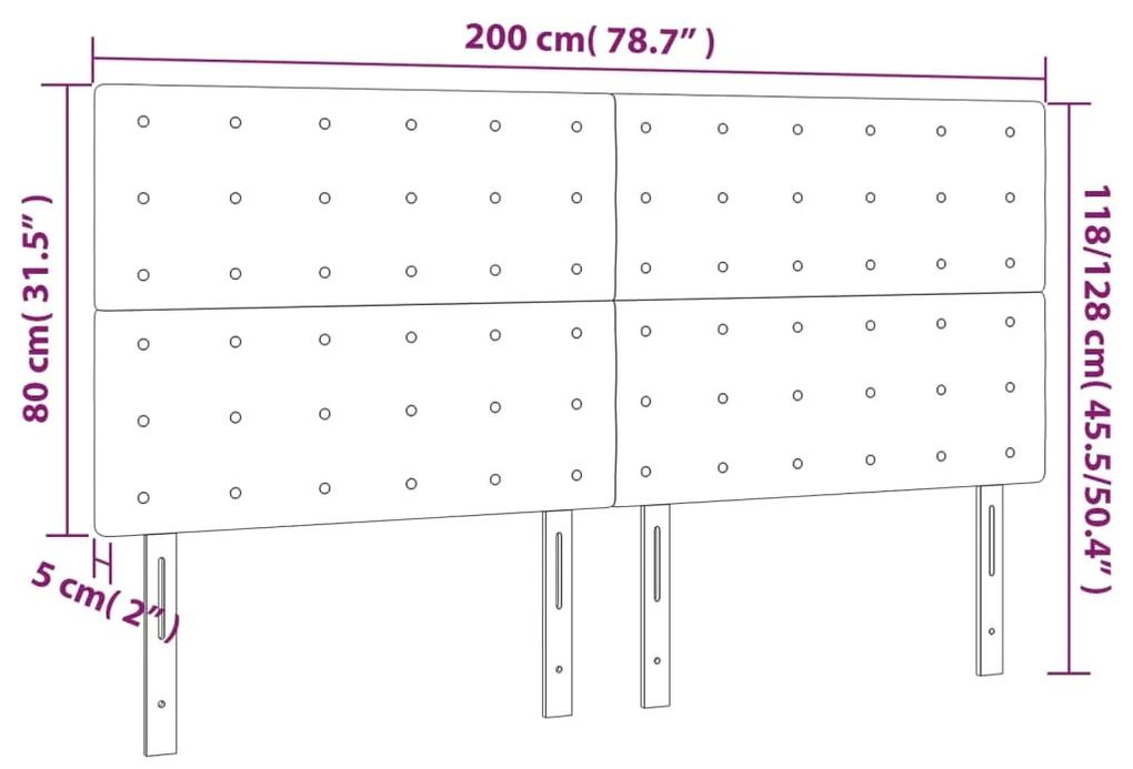 Tablii de pat, 4 buc, maro inchis, 100x5x78 88 cm, textil 4, Maro inchis, 200 x 5 x 118 128 cm