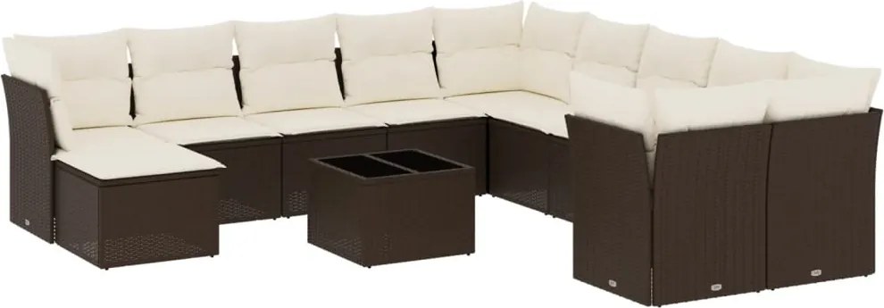 vidaXL Set canapele de grădină cu perne, 12 piese, maro, poliratan