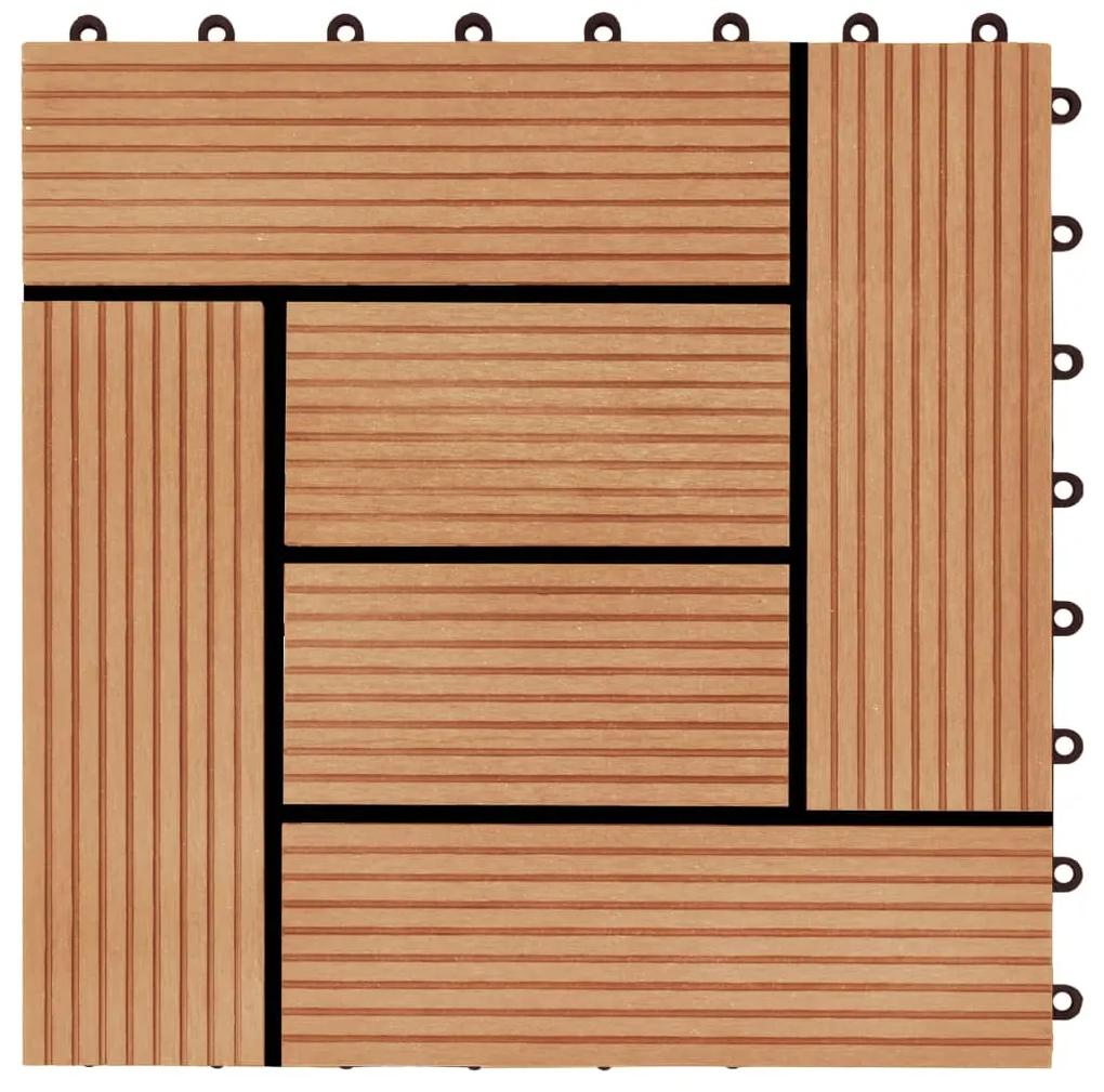 Placi de pardoseala 11 buc, culoare tec, 30 x 30 cm, WPC, 1 mp Culoarea lemnului de tec, 11, Model 2