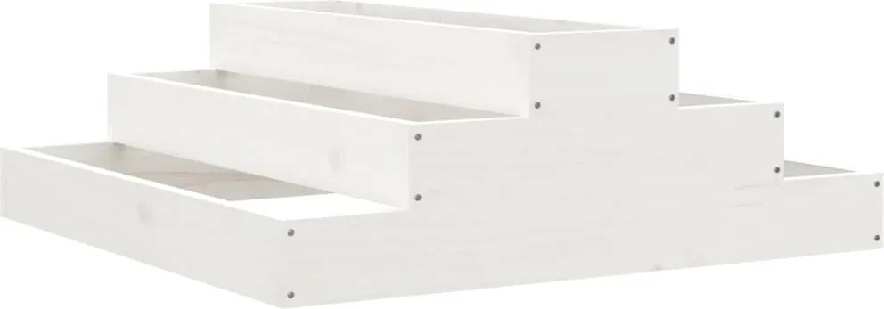 vidaXL Jardinieră, alb, 80x80x27 cm, lemn masiv de pin