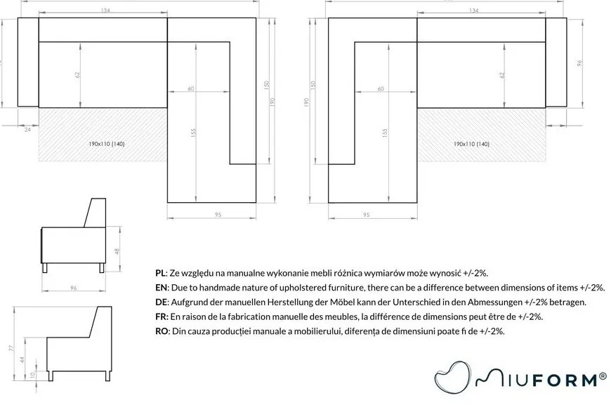 Colțar extensibil cu șezlong pe partea stângă Miuform Dazzling Daisy L, albastru petrol