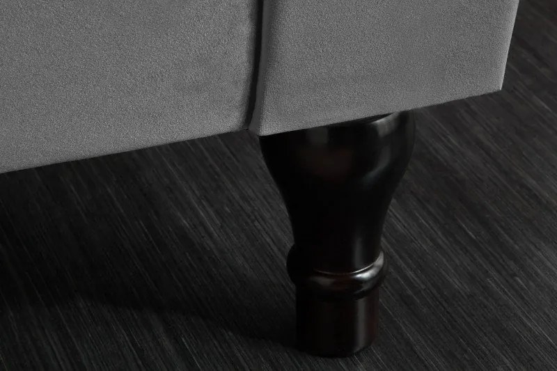 Canapea fixa eleganta Paris Chesterfield, gri argintiu