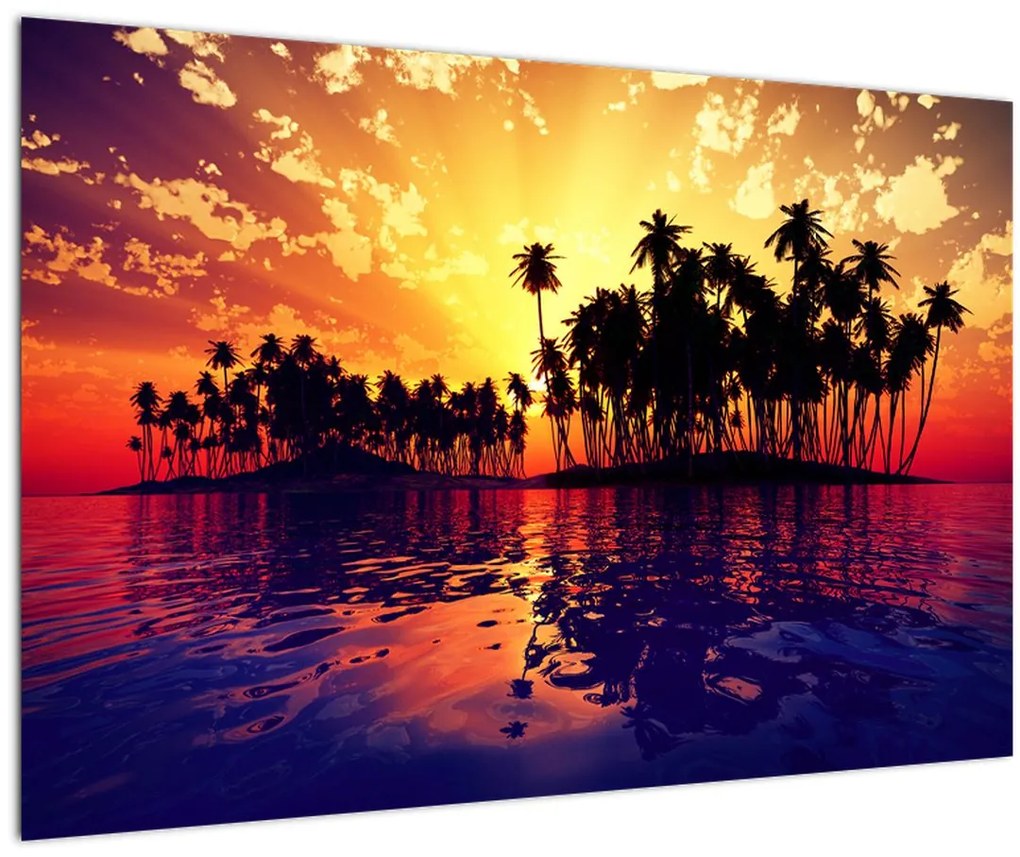 Tablou insulă în apus de soare (90x60 cm)