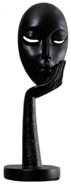 Decoratiune masca, ceramica, chip uman, negru, 37cm