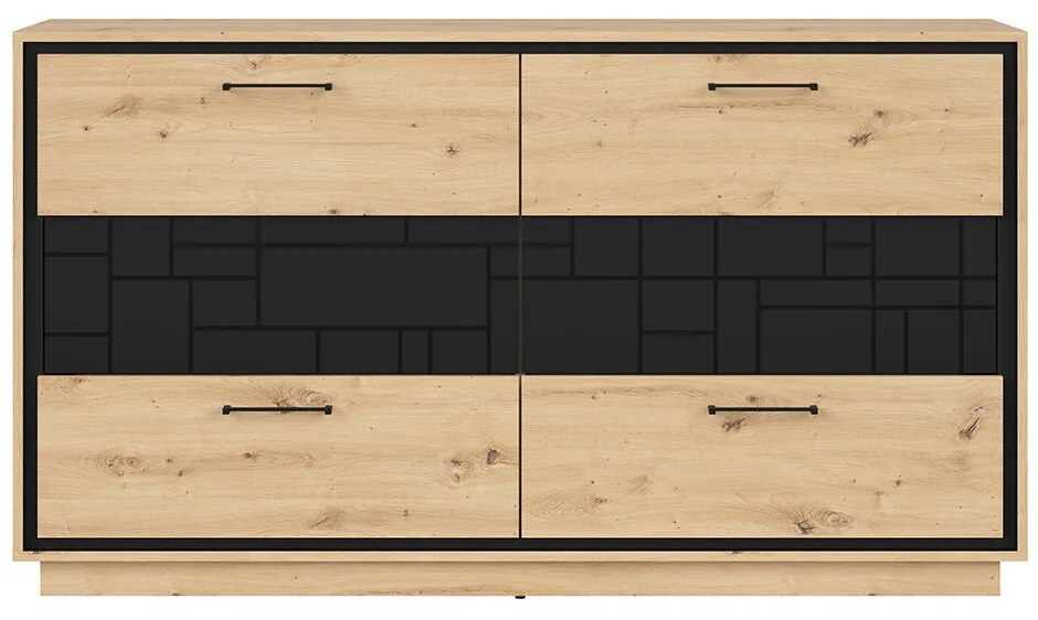 Comodă Pont KOM6S (Stejar artisan + Negru mat). 1063043