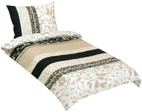 Bellatex Lenjerie de pat din bumbac Frunze bej,negru, 140 x 200 cm, 70 x 90 cm