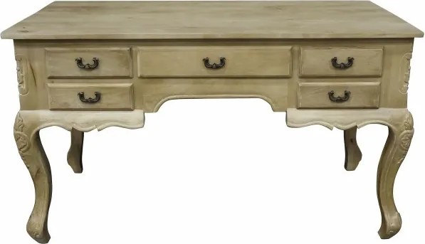 Birou clasic francez în stil Louis XV, din lemn masiv, cu finisaj decapé natural, „Richelieu”