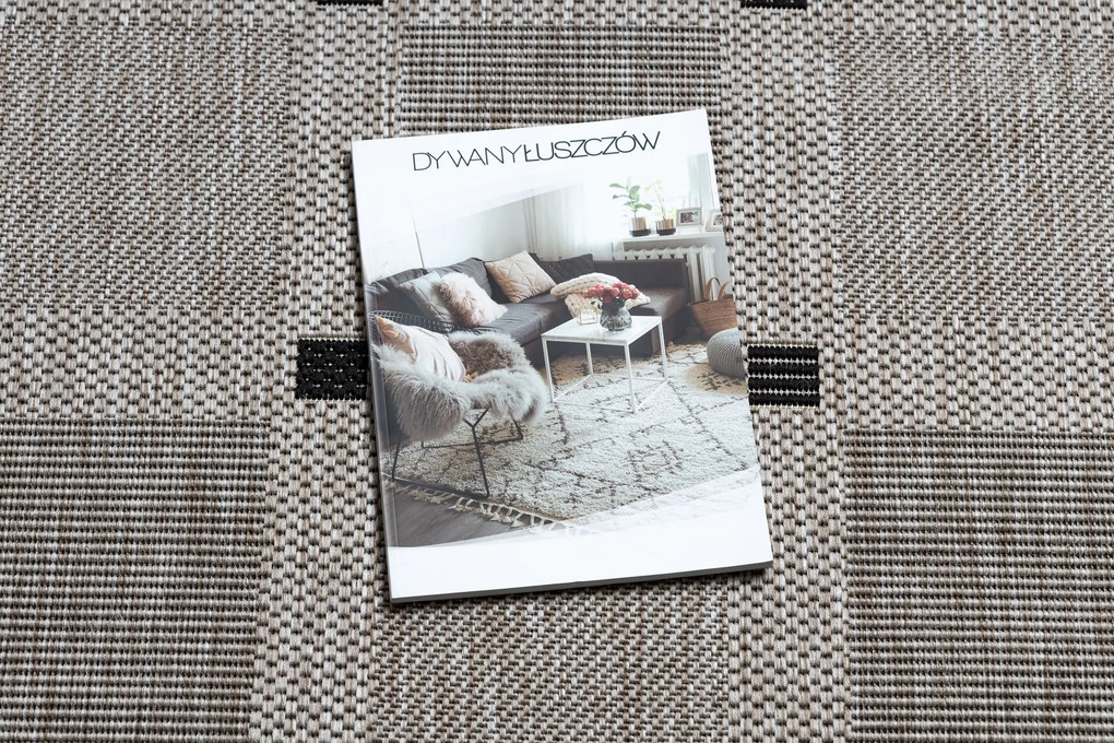 Covor sisal Floorlux 20079 Pătrat argintiu si negru - SECUNDAR-COTATI PRODUSUL
