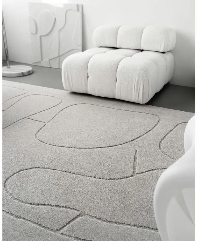 Covor gri deschis din lână 160x230 cm Morphic – Agnella