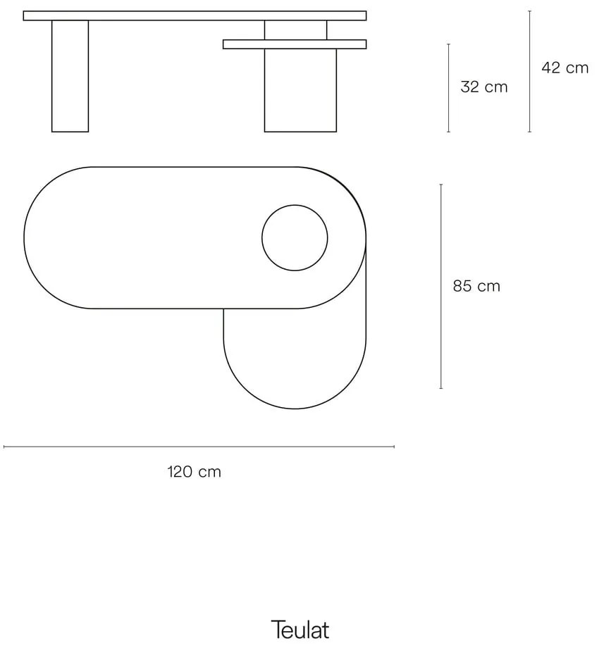 Măsuță de cafea neagră în decor de frasin 120x50 cm Nori - Teulat