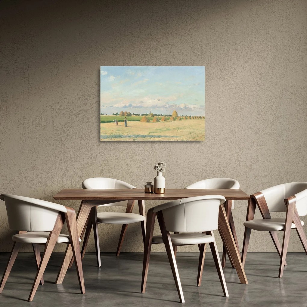 Tablou pe sticlă - Camille Pissarro, Landscape, Ile de France, reproducere (70x50 cm)