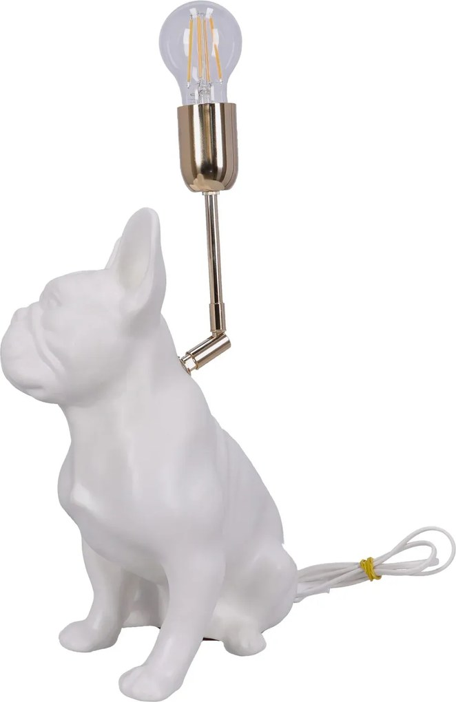 Lampa ceramica Bulldog alb mat h 35 cm