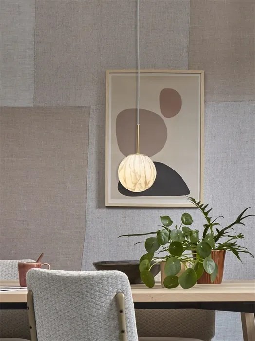 Lustra, pendul din sticla cu aspect de marmura Carrara small auriu