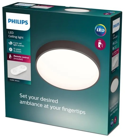 Philips 60262/43/P5 - Plafonieră LED reglabilă maro LED/28W/230V + telecomandă