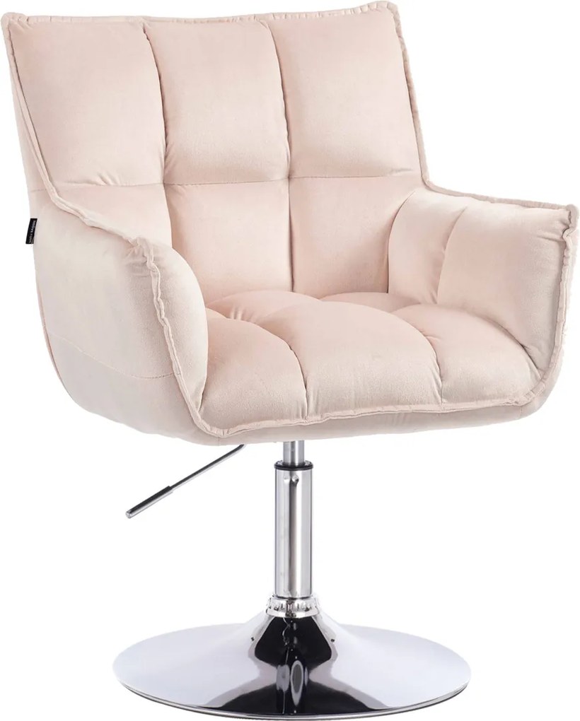 HR560N Scaun Catifea Roz Pudra cu Bază Cromata