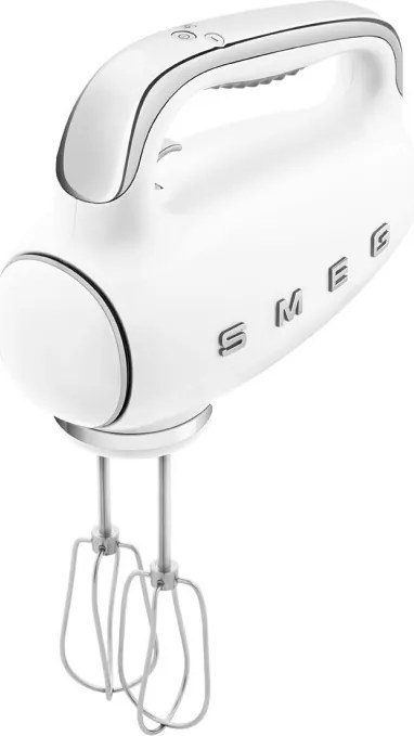 Mixer manual SMEG 50's Style HMF01WHEU, 250 W, 9 viteze, Functie Turbo, Afisaj LED, Timer, Accesorii, Alb