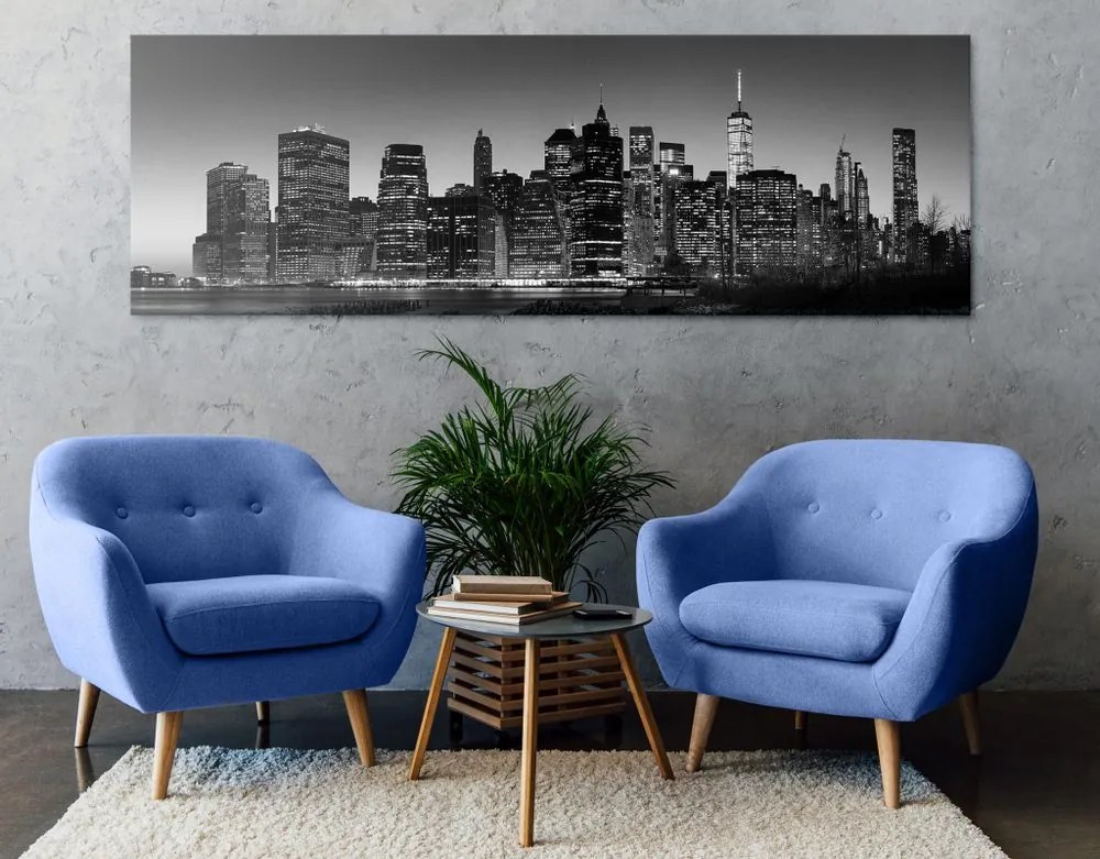 Tablou centrul New Yorkului alb-negru