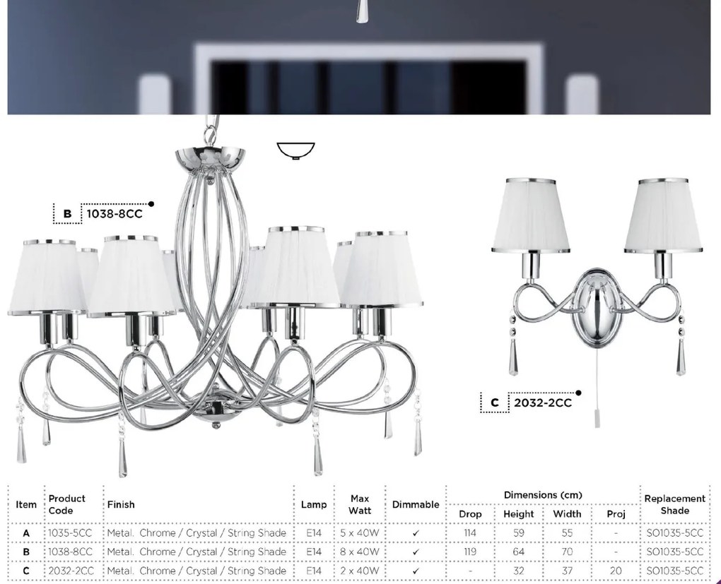 Aplica de perete stil clasic Simplicity crom 2032-2CC SRT