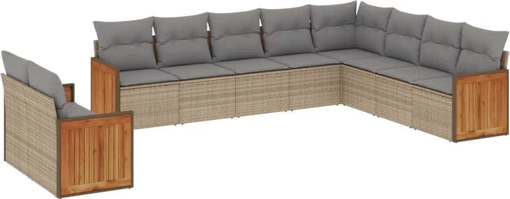vidaXL Set canapele de grădină cu perne, 10 piese, bej, poliratan