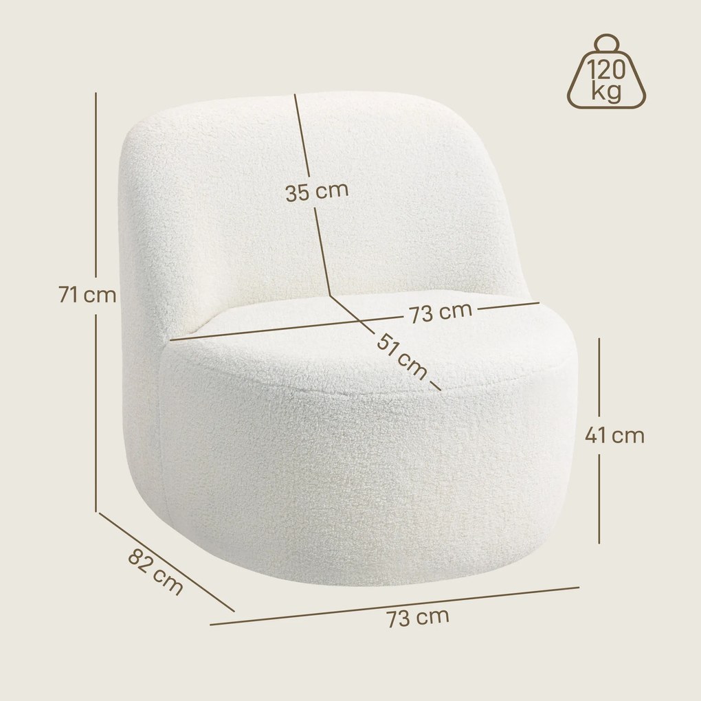 HOMCOM Fotoliu pentru Living în Stil Modern cu Spătar Ergonomic Crem | Aosom Romania