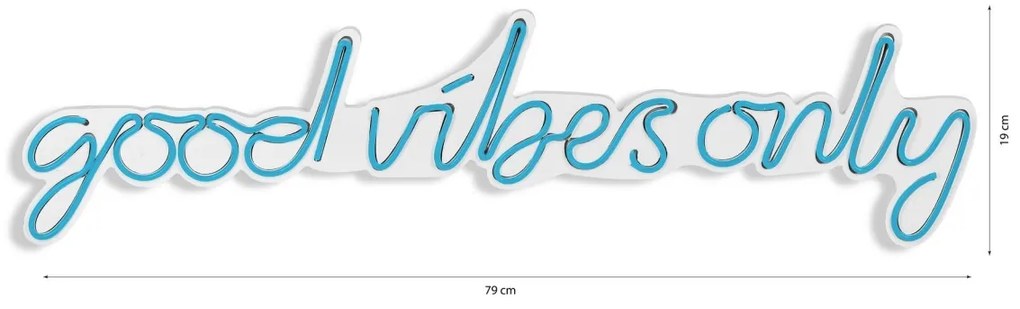 Decoratiune luminoasa LED de perete Good Vibes Only Albastru 76x19x2 cm