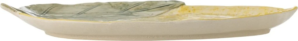 Platou de servire din ceramică în formă de lămâie, galben cu nuanțe reactive, 32×22,5×3 cm, "Hadden"