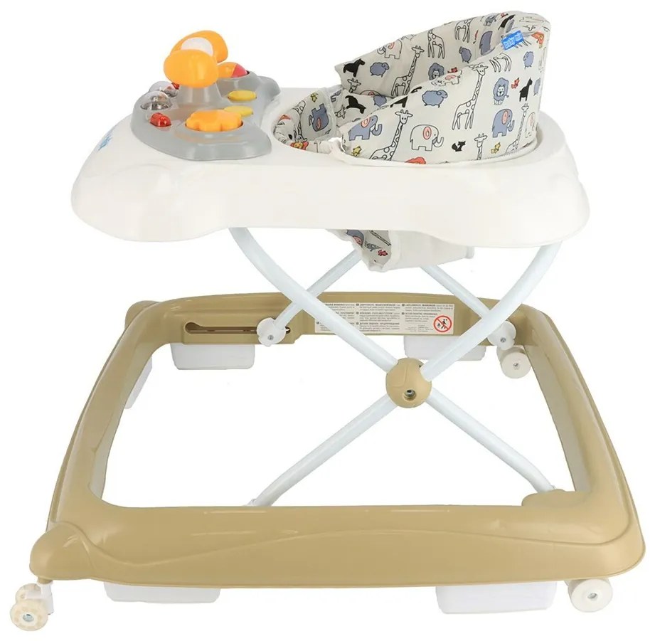 Baby Mix Walker pentru copii cu volan și roți dinsilicon maro deschis, 50 x 44 x 50 cm