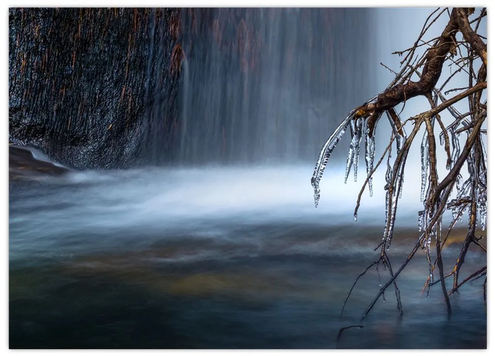 Tablou pe sticlă - Laguna de iarnă (70x50 cm)