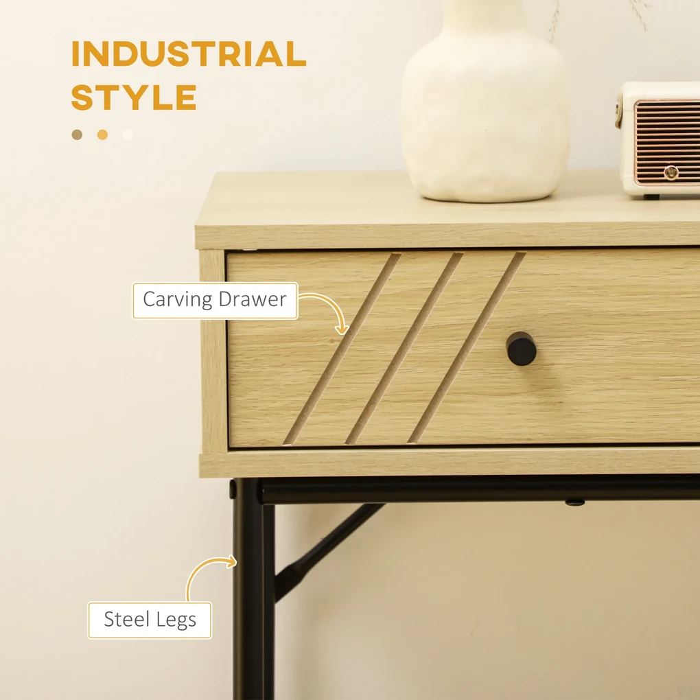 HOMCOM Masă Consolă Industrială 110cm, cu Sertare și Compartiment Deschis, Ideală pentru Hol sau Living, Design Modern | Aosom Romania