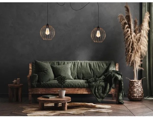 Lustră pe cablu MATT 2xE27/60W/230V neagră/cupru