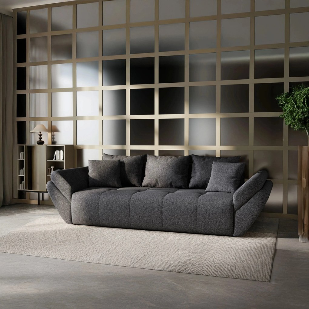 Canapea extensibilă dumonde cu ladă de depozitare si sezut confortabil din spuma high-density, Berlin Enjoy Graphite 250x100 cm