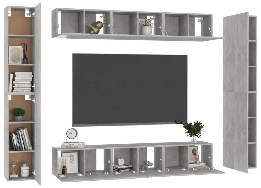 Set de dulapuri TV, 10 piese, gri beton, PAL Gri beton, 60 x 30 x 30 cm (6 pcs), 1