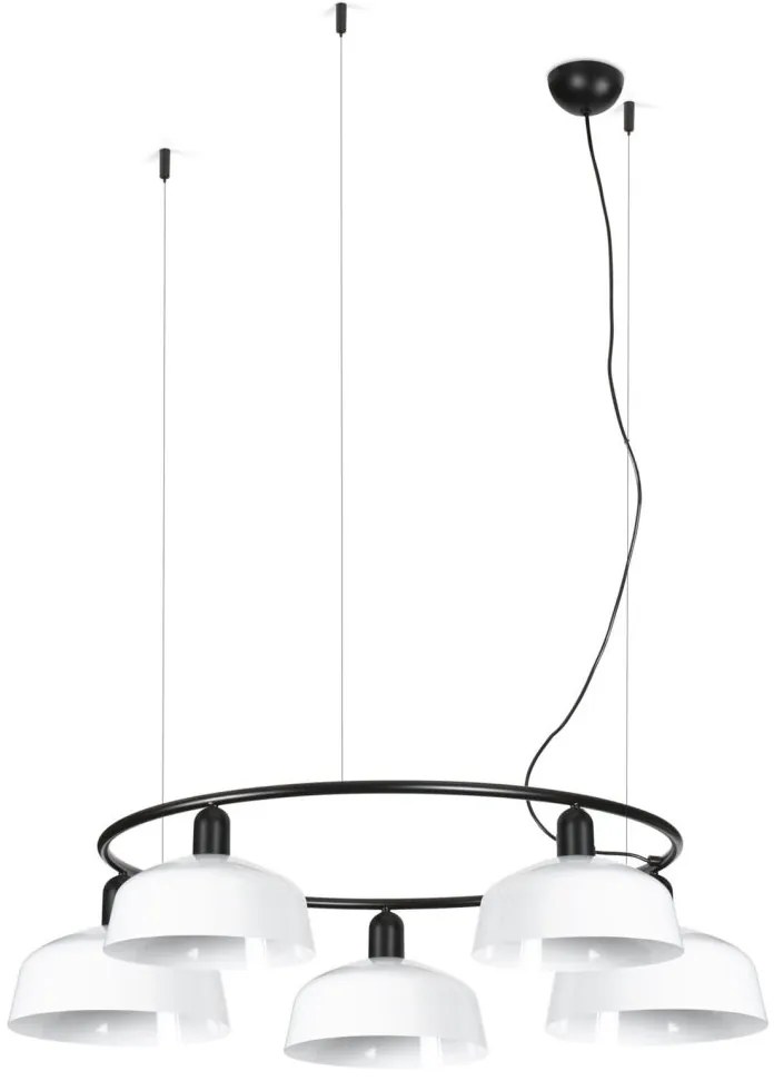 Lustra suspendata metal TATAWIN M 5L negru, alb